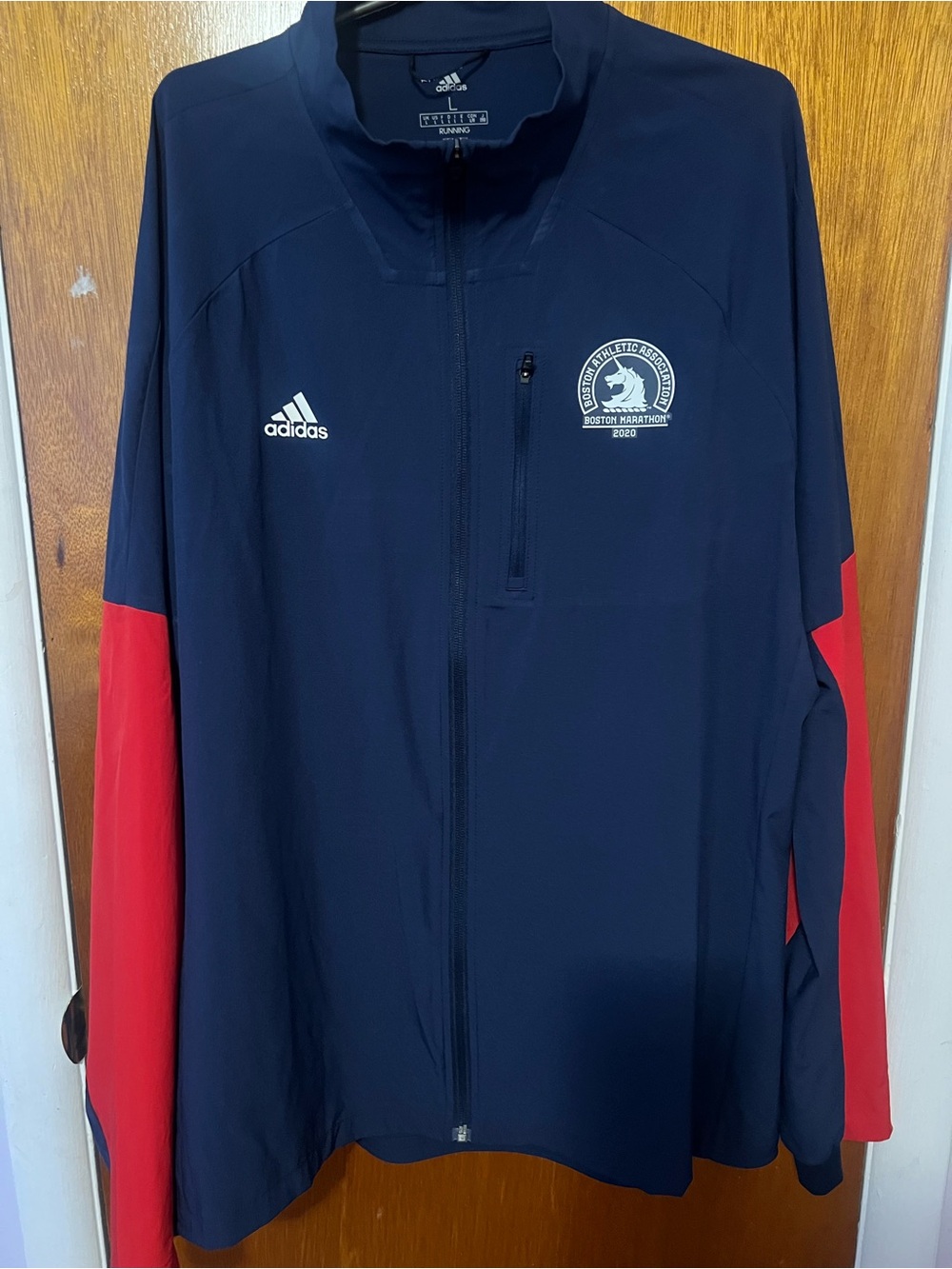 adidas Navy and Red Performance Full-Zip Jacket